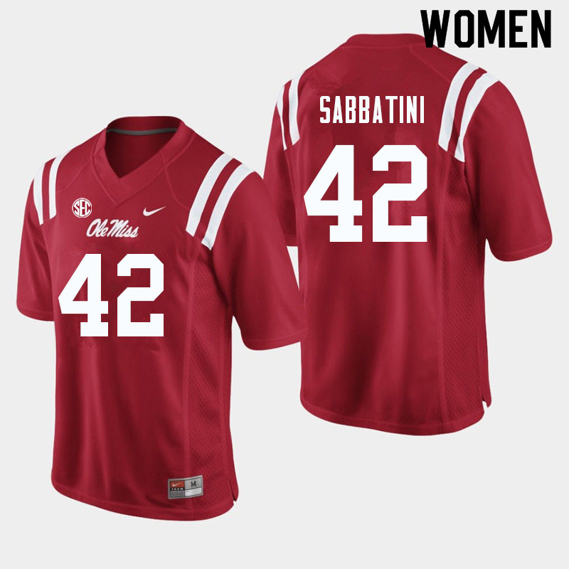 Women #42 Elijah Sabbatini Ole Miss Rebels College Football Jerseys Sale-Red